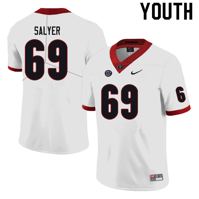 Youth #69 Jamaree Salyer Georgia Bulldogs College Football Jerseys Sale-Black